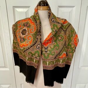 Dior 100% Wool Christian Dior Multicolor Paisley Wool Scarf